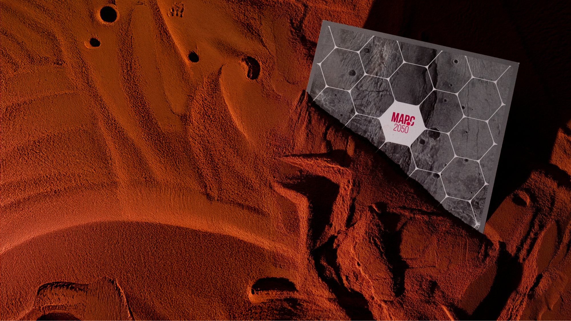 Mars 2050 board game on a Mars-inspired surface