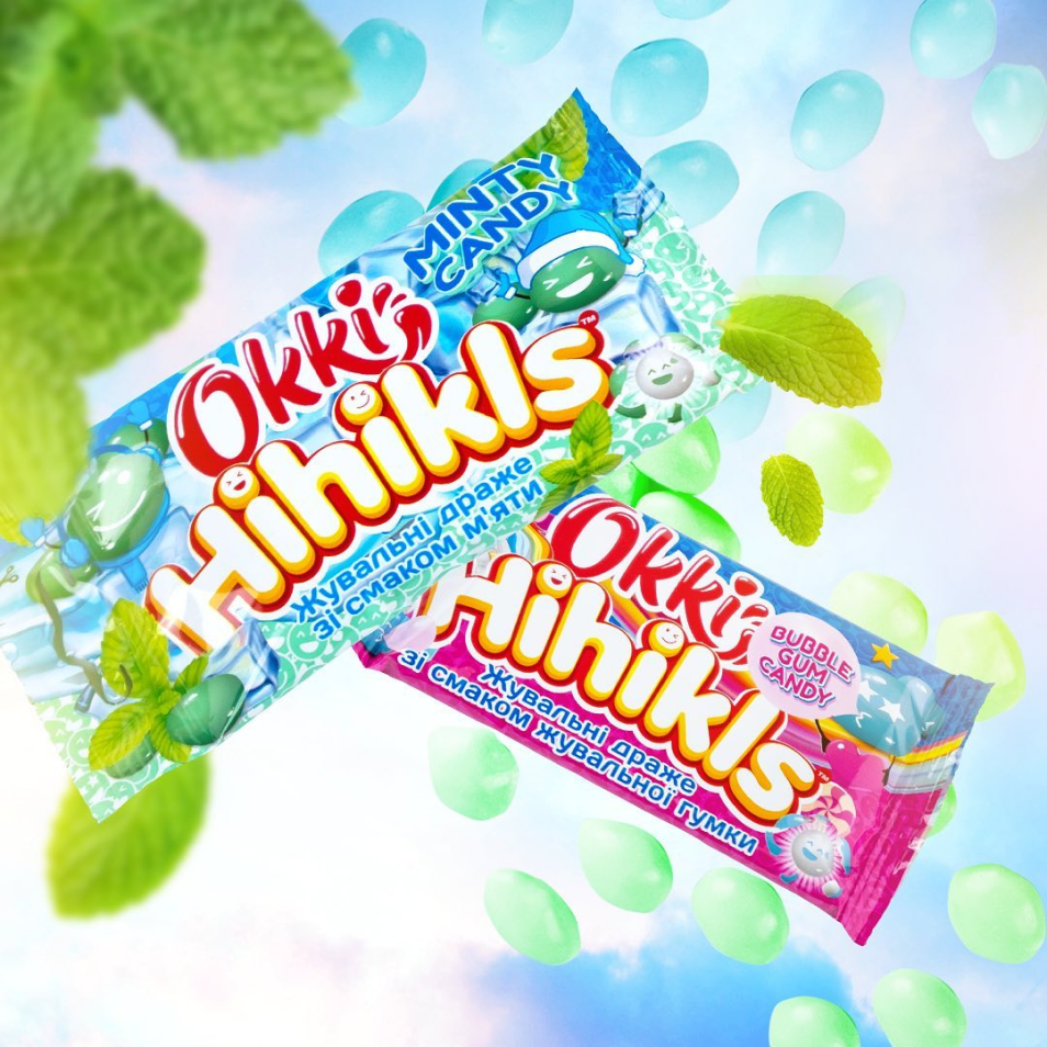 Mint and bubble gum Okki Hihikls packs