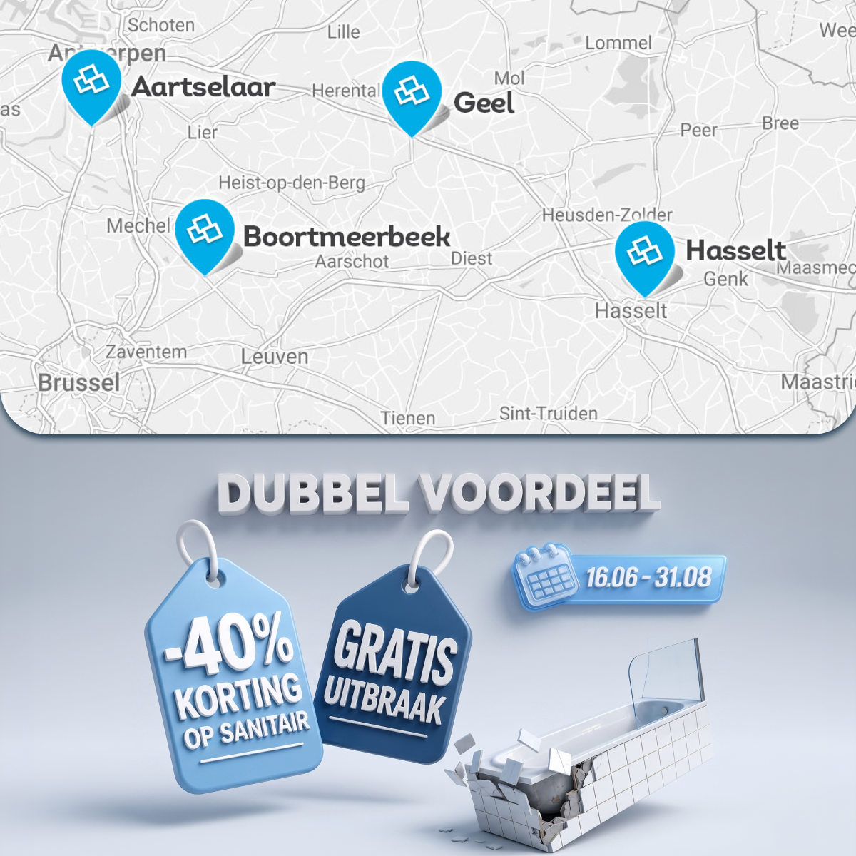 Instagram carousel closing slide with Van Calster locations and campaign offer