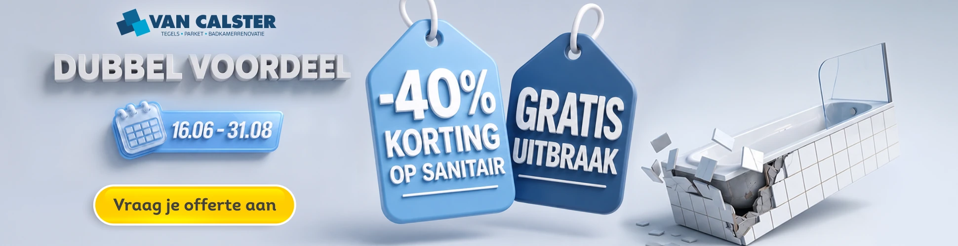 Van Calster Dubbel Voordeel campaign format, 970 by 250 pixels